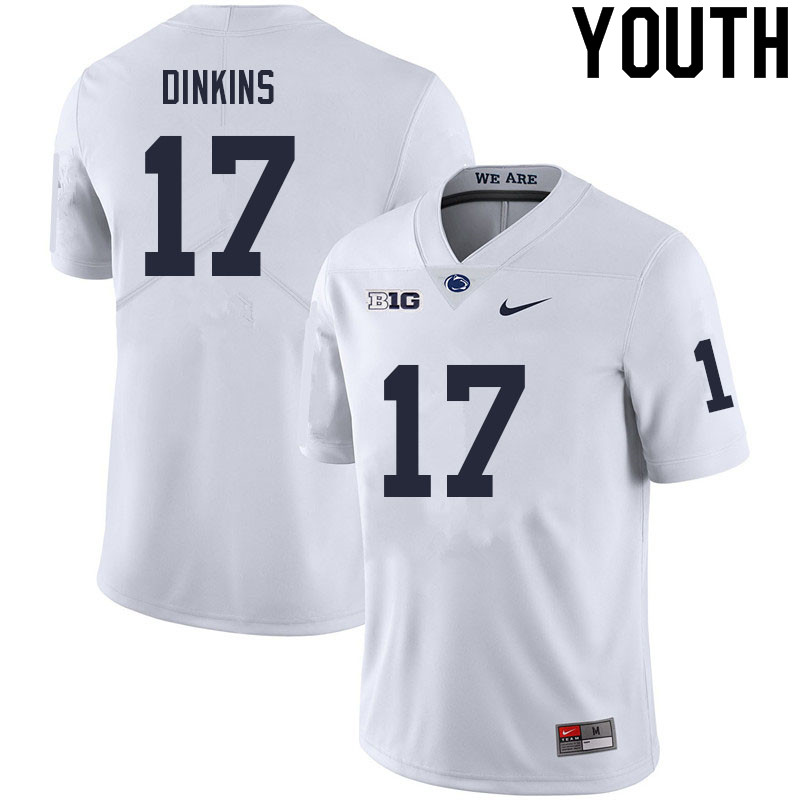 Youth #17 Khalil Dinkins Penn State Nittany Lions College Football Jerseys Sale-White - Click Image to Close